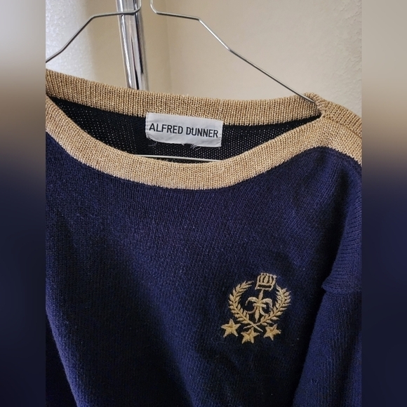 Alfred Dunner Vintage 90s Blue Cotton Blend Nautical Sweater - Picture 2 of 3